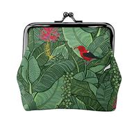 Hawaiian Rain Bird Sighting Women's Leather Coin Purse, Small Change Pouch with Kiss-Lock Clasp Closure Buckle Wallet for Girl Gift