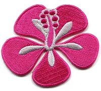 Hawaiian Rose Pink Hibiscus Flower Hawaii Embroidered Applique Iron-on Patch S-1529