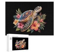 Hawaiian Sea Turtle Wooden Puzzle Letter on Back Adults Difficult Jigsaw Puzzles for Home Decor Birthday Gift