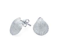 Hawaiian Seaside Beach Escape Tropical Vacation Nautical Cockle Seashell Stud Earrings For Women Marine Life .925 Sterling Silver