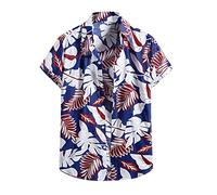 Hawaiian Shirt for Men, Cotton Casual Regular Fit Short Sleeve Button Beach Shirts, Summer Lightweight Floral Lapel Collar Shirts, Stretch Classic Fit Aloha Shirts, Tropical Holiday Henley Shirts.