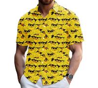 Hawaiian Shirt for Men Short Sleeve Casual Tops for Beach, Sunglass Rubber Duck, Large