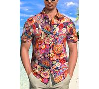 Hawaiian Shirt for Men Sleeves Printed Casual Button Down Summer Beach Dress Paisley Shirts