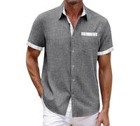 Hawaiian Shirt for Men Summer Textured T-Shirts with Pocket Floral Shirts Casual Short Sleeve Button Up Tropical Tops Camisa De Playa Hombre(Z11-Purple, XXXXXXL)