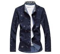 Hawaiian Shirt,Mens Bow and Arrow Print Shirt Long Sleeve Slim Fit Shirts Casual Button Down Shirts Stylish Shirt Business Shirts Party Hawaiian Shirts Dress Shirts Holiday Beach Shirts,Blue,3XL