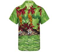Hawaiian Shirt Mens Loud Parrot Aloha Funky Hawaii Honolulu Holiday Beach Beer Stag Palm Tree Summer Party Caribbean Short Sleeve S M L XL XXL (Medium, Green)