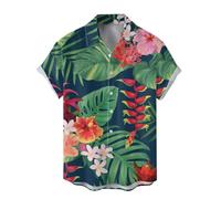 Hawaiian Shirt,Mens Summer Fashion Digital 3D Printed Short Sleeved Lapel Button Down Shirt Top