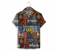 Hawaiian Shirt, Retro Indian Ethnic Style Pattern Men'S Short Sleeve Beach Shirt Button Down Summer Casual Shirts Tropical Print Quick Dry Holiday Party Aloha Shirt