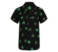 Hawaiian Shirt Saint Patrick's Day St Patricks Ireland Irish Clover Leaf Mens Loud Aloha Dublin Hawaii Beer Whisky Stag Summer Party BBQ S M L XL XXL (Large)
