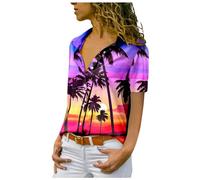 Hawaiian Shirt Women Printed Shirt Short Sleeve Classic Casual Chic And Elegant Comfortable Fit Blouse Slim Fit Breathable Everyday Beach Holiday Top
