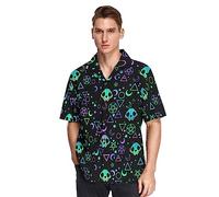 Hawaiian Shirts for Men Adult, Magic Skulls Mens Shirts Shortsleeve Summer Hawaiian Casual Shirts Beach Shirt, M