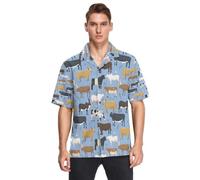 Hawaiian Shirts for Men Bulls Cows Farm Animal Summer Beach Shirts Button Down Short Sleeve Shortsleeve,S-3XL Multi