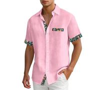 Hawaiian Shirts for Men Casual - Short Sleeve Button Down Tropical Summer Beach Shirt with Pocket Silver Coffee Brown Orange Hot Pink Gold L XXL 3XL 4XL 5XL 6XL M S XL XS A XXS Black Green Pink Grey