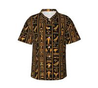 Hawaiian Shirts for Men Egyptian Retro Totem Hawaiian Shirt Button Down Short Sleeve Black