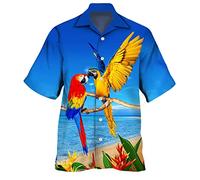 Hawaiian Shirts for Men Funny, Aloha-Hawaiian-Style Holiday Shirts for Men 3D Printed Hawaiian Dancy Dress Classic Casual Stag shirt Yellow