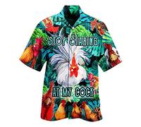 Hawaiian Shirts for Men Funny, Aloha-Hawaiian-Style Holiday T-Shirts 3D Printed Hawaiian Dancy Dress Classic Casual Stag Shirt Green