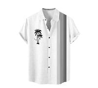 Hawaiian Shirts for Men -Graphi Print, Short Sleeve Shirts Men Slim Fit with Print Single-Breasted Shirt Thin & Breathable Short Shirt Tops Summer Cool/Beach Shirts Blouse Light Shirts White