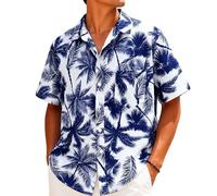 Hawaiian Shirts for Men, Mens Shirts, Short Sleeve Printed Shirt, Loose Fit, Polyester Beach Shirt, Summer Casual, Tropical, Floral, Hong Kong Style, Mens Casual Shirt