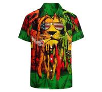 Hawaiian Shirts for Men Shirt American Flag Short Sleeve Button Down Shirt Summer Aloha Beach Shirts for Holiday, Lion, XXXL