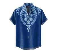 Hawaiian Shirts for Men Short Sleeve Cats T-Shirt Button Down Shirt with Pocket Summer Tropical Tops Vacation Clothes Camisa Hawaiana para Hombres(Z11-Blue, L)
