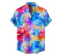 Hawaiian Shirts for Men Short Sleeve Fish T-Shirts Button Up Shirt Tropical Tops with Pocket Summer Vacation Clothes Camisas Deportivas Hombre(Z31-Red, XXXL)