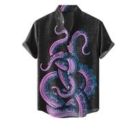 Hawaiian Shirts for Men Short Sleeve Fish T-Shirts Button Up Shirt Tropical Tops with Pocket Summer Vacation Clothes Camisas De Hombre Manga Corta(Z01-Coffee, XXXL)
