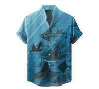 Hawaiian Shirts for Men Short Sleeve Fish T-Shirts Button Up Shirt Tropical Tops with Pocket Summer Vacation Clothes Camisas Hawaianas para Hombre(Z22-Blue, XL)