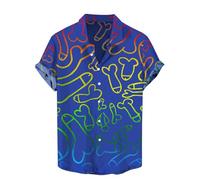 Hawaiian Shirts for Men Summer Beach Shiteshirts Funny Button Down Short Sleeve Shirt Casual Ugly Shirts for Beach Holiday Party (C1-Blue, XL)