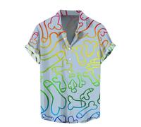 Hawaiian Shirts for Men Summer Beach Shiteshirts Funny Button Down Short Sleeve Shirt Casual Ugly Shirts for Beach Holiday Party (C1-Light Blue, XL)