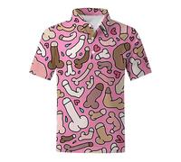Hawaiian Shirts for Men Summer Beach Shiteshirts Funny Button Down Short Sleeve Shirt Casual Ugly Shirts for Beach Holiday Party (A-Pink, XXL)