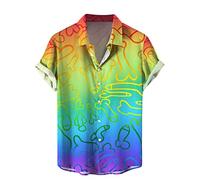 Hawaiian Shirts for Men Summer Beach Shiteshirts Funny Button Down Short Sleeve Shirt Casual Ugly Shirts for Beach Holiday Party (B1-Blue, L)