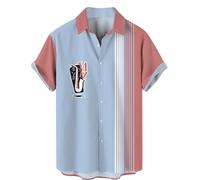 Hawaiian Shirts for Men Vintage Bowling Short Sleeve Button Down Turndown Vintage Blouses 50s Rockabilly Style Beach Vacation Shirts Summer Funny Hawaiian Fashion Tops Casual Loose Cardigan Shirt