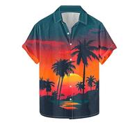 Hawaiian Short Sleeve Shirt for Men UK Clearance,Mens Lapel Button Up Floral Print Shirts Summer Holiday Vacation Beach Blouses Casual Loose Breathable Tops Oversized Blouse Trendy Clothes S-5XL