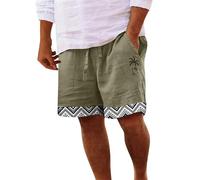 Hawaiian Shorts Men - Coconut Trees Printed Holiday Shorts Relaxed Casual Summer Beach Short Lightweight 5 Inch Travel Trousers Drawstring with Pockets Vacation Short Trousers