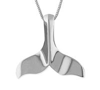 Hawaiian Silver Jewelry Sterling Plain Whale Tail Pendant Necklace, 18"