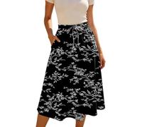 Hawaiian Skirt - Stretchy Midi Skirt High Waisted Elegant and Versatile Solid Colour Ideal for Casual or Dressy