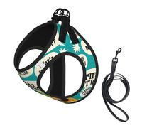 hawaiian slogans print Dog Harness, 2X Buckle,Dog Vest,No Pulling Front Leash Clip,for Small Medium Dogs