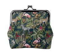 Hawaiian Style Flamingo Zebra Coin Purse, Kiss-lock Change Purse Wallets, Small PU Leather Coin Purse for Women