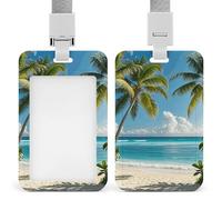 Hawaiian Style Id Badge Holder with Breakaway Lanyard Vertical Clear Plastic Card Protector Sleeve Waterproof & Heavy Duty Name Tag Holder for Nurse Teacher Office Staff Women Men