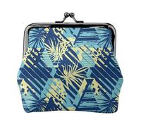 Hawaiian Style Stripe Coin Purse, Kiss-lock Change Purse Wallets, Small PU Leather Coin Purse for Women