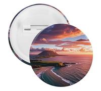 Hawaiian Sunset Badge Metal Round Pins, Lightweight Brooch for Backpack, Fashion Button Pins Badge for Shirts, Jackets, Shawl Coat, Unisex, 5PCS, Tinplate, metal round pins