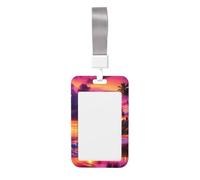 Hawaiian-Sunset-Beach-Wonder Abs Vertical Id Badge Holder, Name Badge with Clear Scanning Film