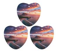 Hawaiian Sunset Car Air Freshener, 3 Pcs Love form Hanging Air Freshener Cards, Long Lasting Fragrance Scented Cards for Car, Home, Office Black-style