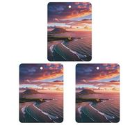 Hawaiian Sunset Car Air Freshener, 3 Pcs Square Hanging Air Freshener Cards, Long Lasting Fragrance Scented Cards for Car, Home, Office Black-style