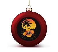 Hawaiian Sunset Palm Trees Christmas Balls for Tree Decoration PC Baubles Hanging Ornaments Festive Decor 2PCS