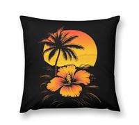 Hawaiian Sunset Palm Trees Plush Pillowcases Soft Throw Pillow Covers Body Cushion Protective Case for Sofa Car Home Decor 18 "x18 "