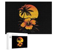 Hawaiian Sunset Palm Trees Wooden Jigsaw Puzzles for Adults Brain-Teasing Game Idea Puzzle Gift 300 PCS