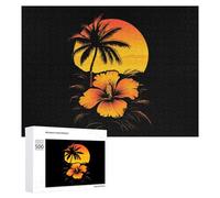 Hawaiian Sunset Palm Trees Wooden Jigsaw Puzzles for Adults Brain-Teasing Game Idea Puzzle Gift 500 PCS