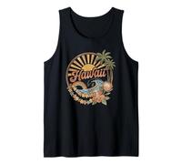 Hawaiian Sunset Sun Rays Lei Flowers Hawaii Beach Surfing Tank Top