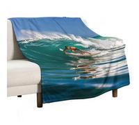 Hawaiian Surfer on Wavy Blanket Soft Flannel Throw Blanket 30"x40", Lightweight Decorative Blankets Warm Cozy Blankets for Couch, Bed, Camping & Travel, Ideal Gifts for Women Men